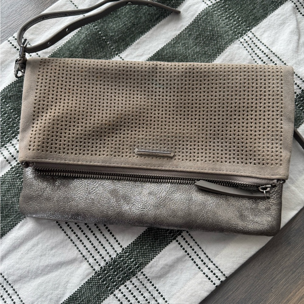 Stella & Dot Taupe and Silver Crossbody Bag